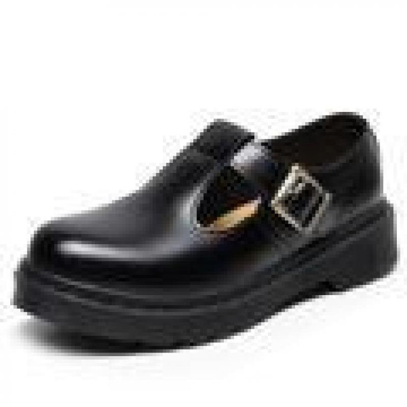 Text strip Mary Jane shoes genuine leather, low-top small leather shoes women's fashion student