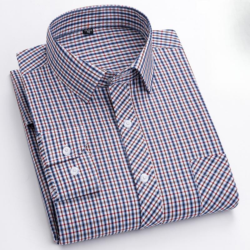 New Pure Cotton Oxford Fabric Shirt For Men Business Casual Spring And Summer All-Cotton Plaid Shirt Plus Size Men'S Clothing