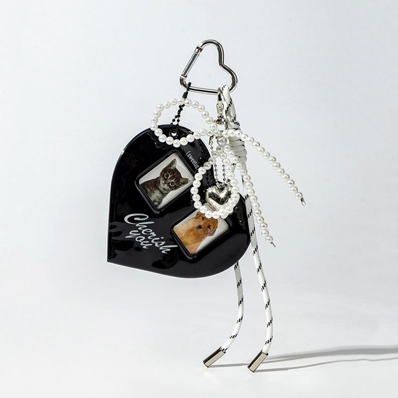 

Yogodlns Милый ПВХ держатель для фотокарточек в форме сердца, подвеска-мешочек, простой стиль, подвеска-веревочка для фото, аксессуары для мешочков, запасные части для сумок one size чёрный