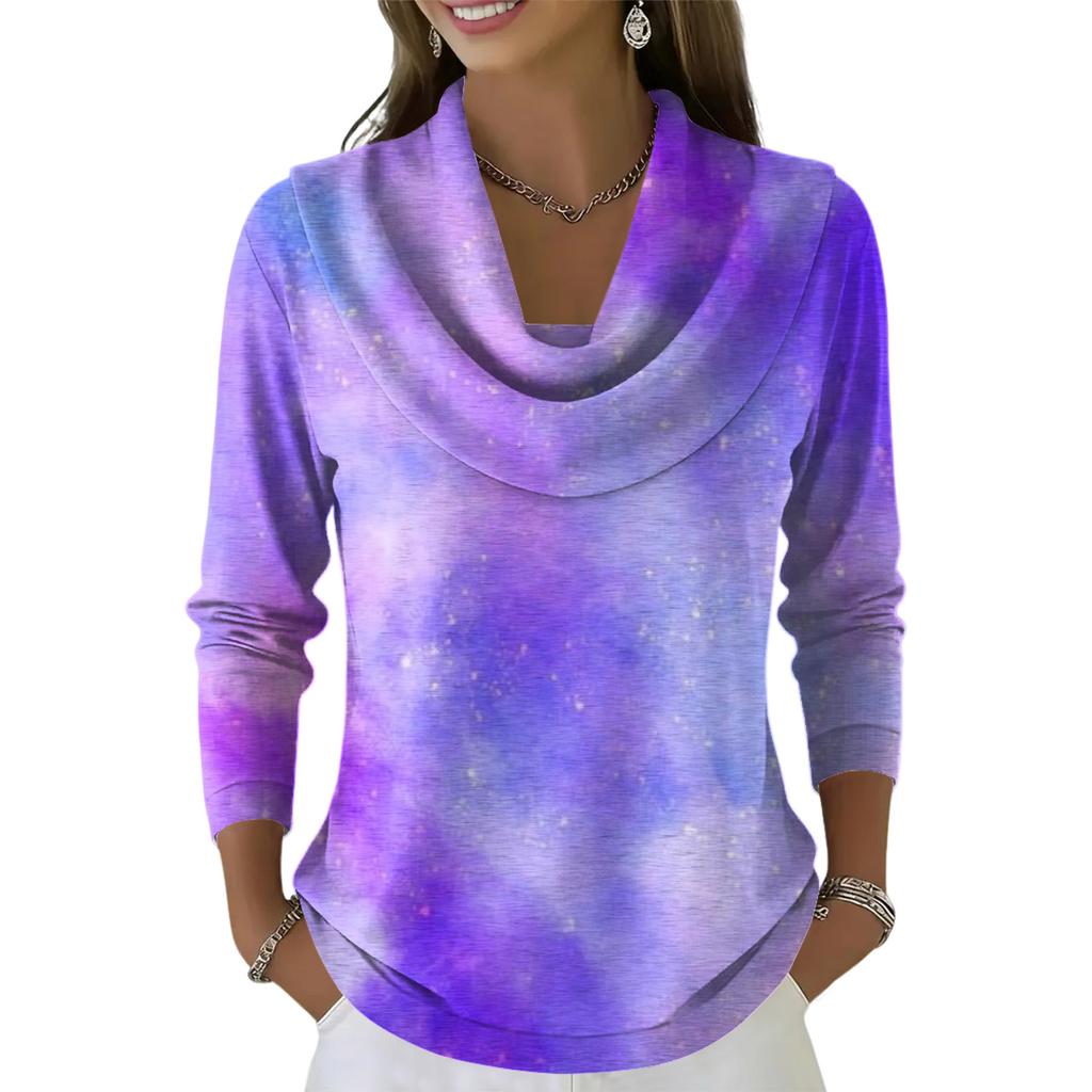 Dámský ležérní a módní svetr s dlouhým rukávem a potiskem, kulatým výstřihem