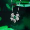 Gica Gema Emerald Necklaces With High Carbon Diamond 925 Sterling Silver 5*7mm Pendant Unique Design Romantic Fine Jewelry Wedding Party Gifts