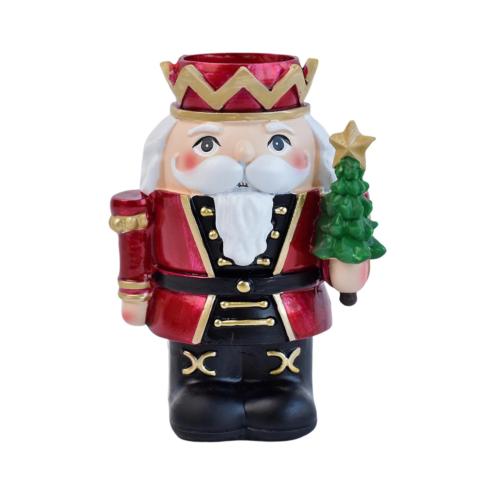 

Nutcracker Soldier Statue Candlestick Ornaments Christmas Home Living Room Coffee Table Sculpture Decorations One Size