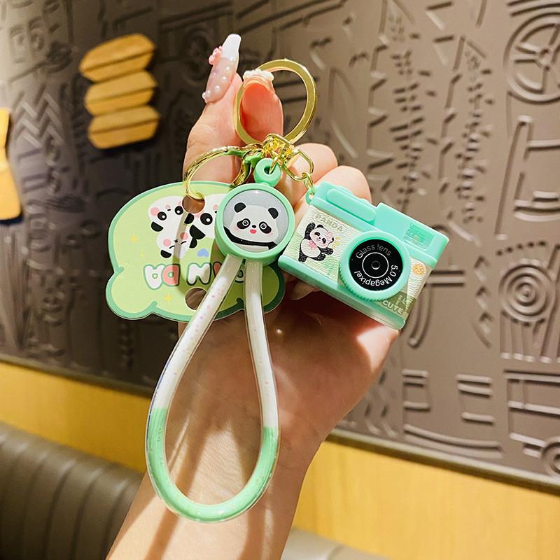 Camera Playful Panda Keychain With Lightup Sound Adorable Cartoon Style Gift