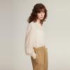 ELLE French Design Elegant High-End Unique Quality Long Sleeve Shirt Women tops Off-White EM48781
