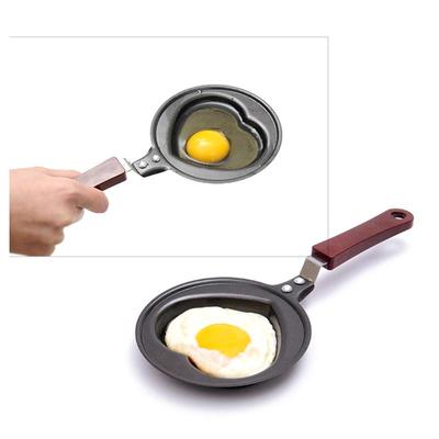 Mini Poêle à Œufs Fournitures de Cuisine Amour Petit Déjeuner Poêle à Crêpes Cœur Poêle à Omelette Tête de Bocal Sans Couvercle de Pot Articles en Fonte Noire