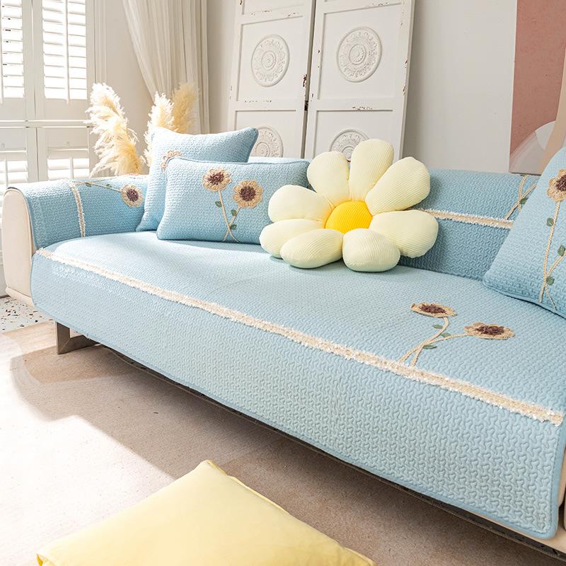 Einfaches Sofakissen aus reiner Baumwolle, pastoral, kleiner, frischer Stoff, süßer nordischer Sofabezug für das Wohnzimmer, Stoff für vier Jahreszeiten, universell, rutschfest