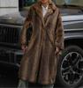 Dark Brown Faux Fur Long Coat - 2024 Winter Collection: Plush, Warm, and Thickened.
