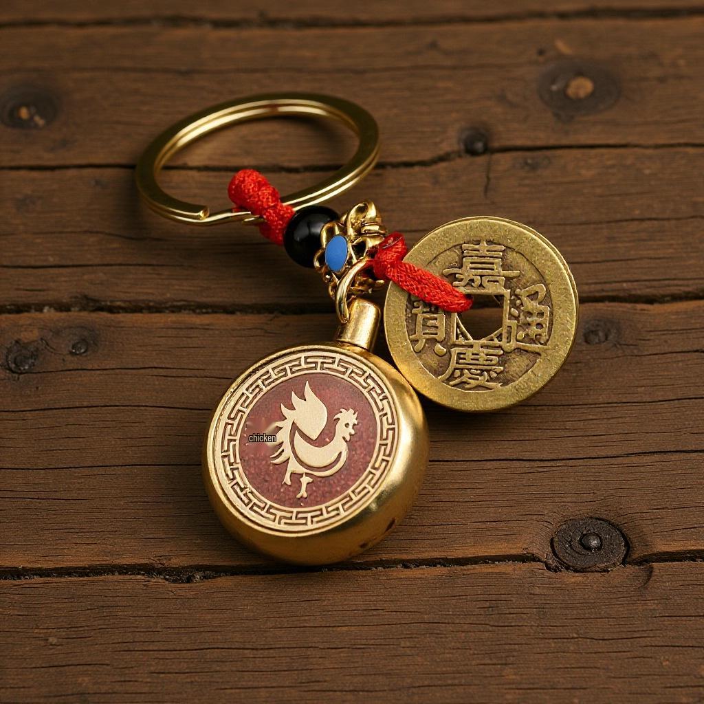 Brass Rotating Zodiac Keychain Pendant: Unisex Creative Handicraft