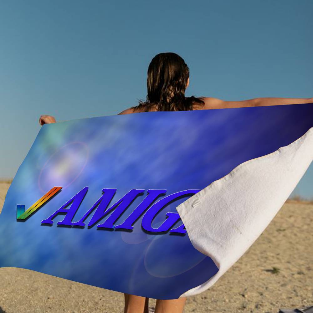 Amiga Logo Fashion Microfiber Blanket Quick Drying Beach Towels Oversized Printing Super Absorbent Pool Towel Blanket