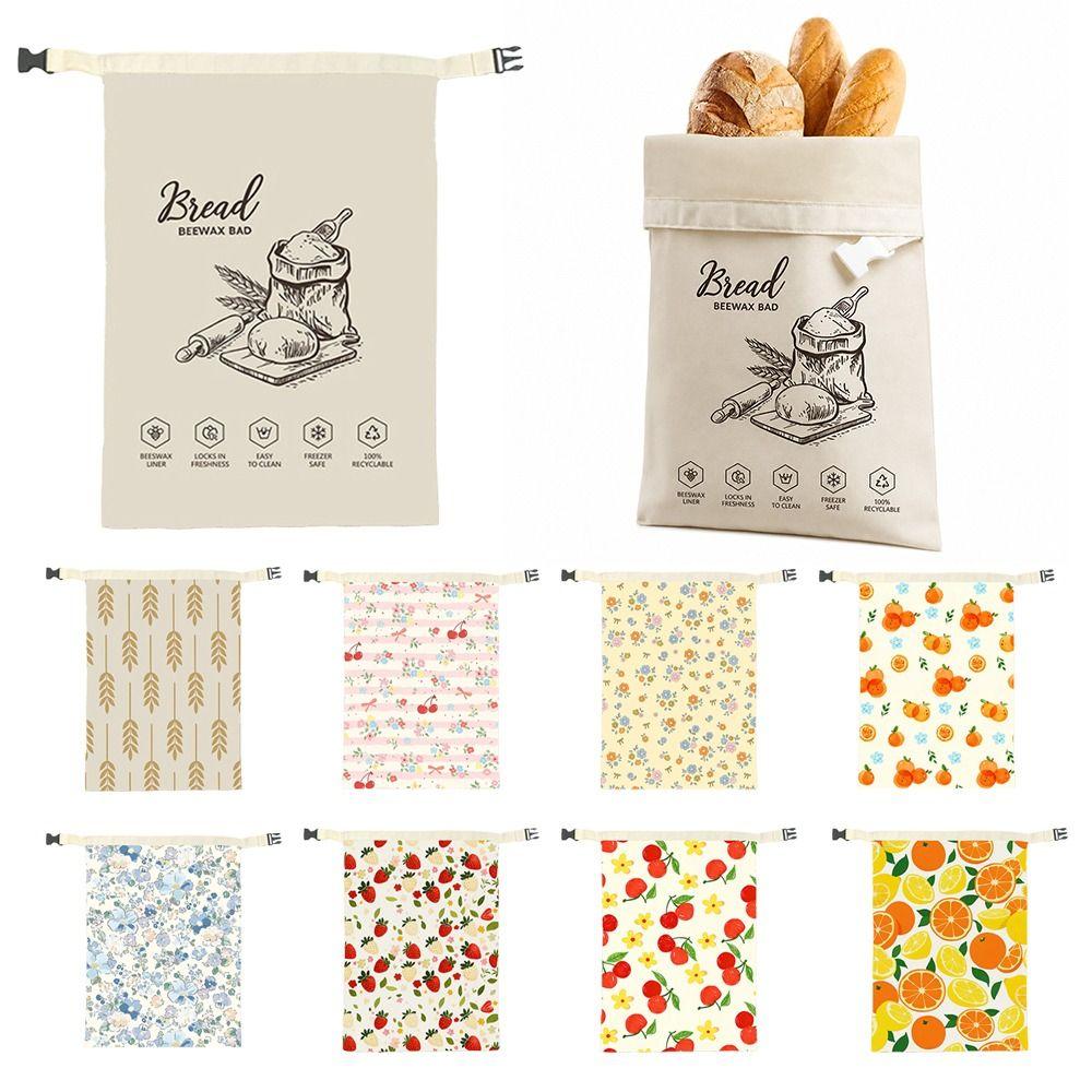 Reusable Beeswax Bread Bags Organic Linen Beeswax Coated Sourdough Bread Bags Freshness Preservation Large Capacity