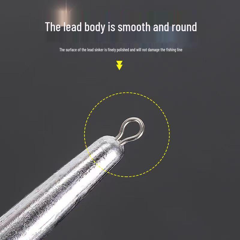 Long Pencil Lead Sinker with Ring - Anti-Snag Anchoring for Fishing