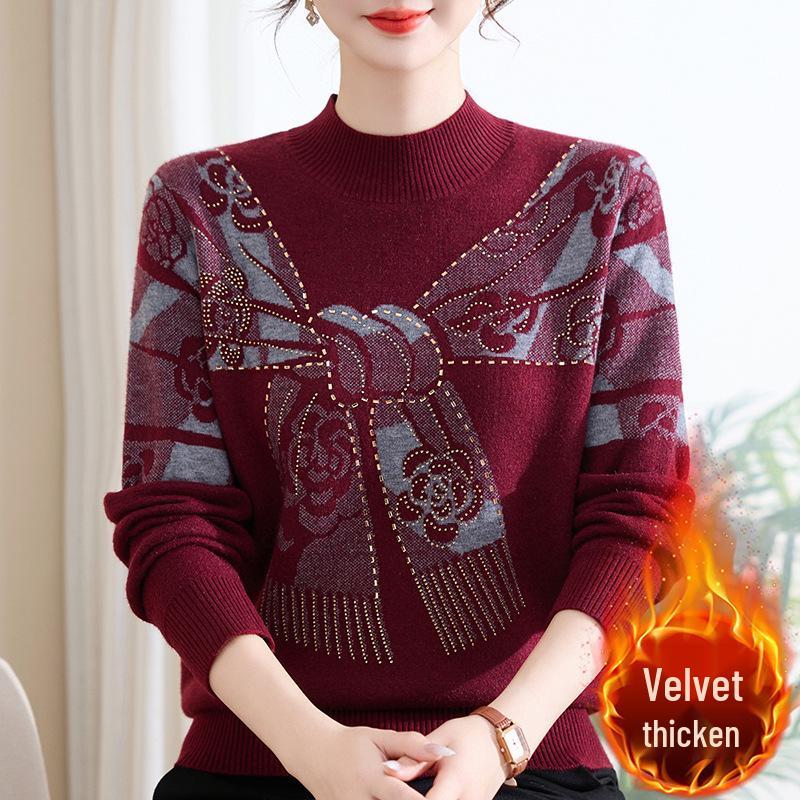 Stylish Winter Knitted Sweater for Middle-Aged Women
