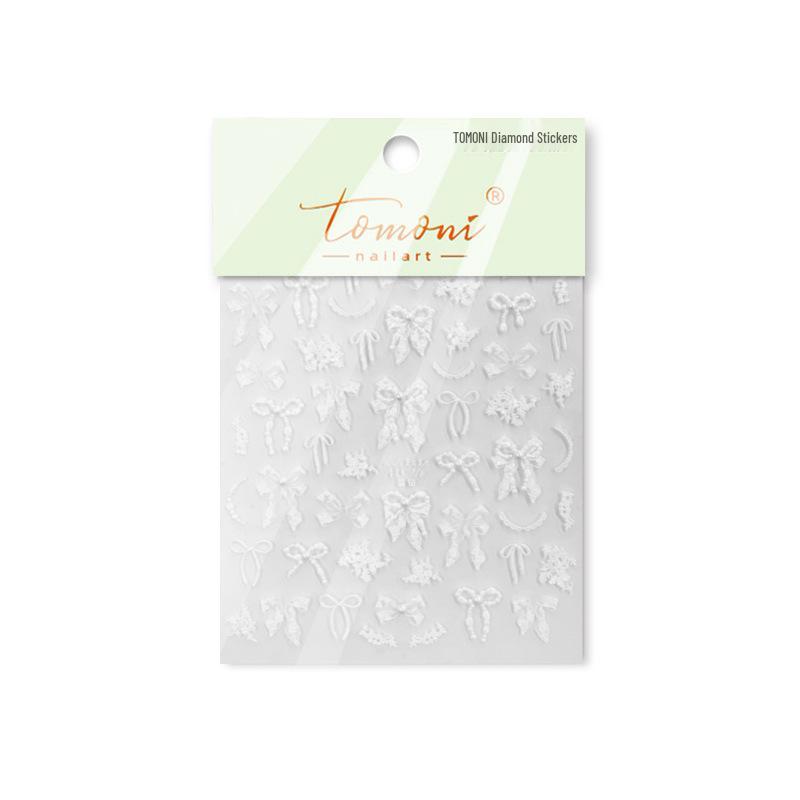 Tomoni Crystal Diamond Ribbon Bow Nail Art Stickers - Exquisite Style.