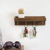 Rustic Wooden Key Holder with 4 Hooks Storage Tray Easy Install Wall-Mounted Organizer for Keys Mail and More for Bedroom Office