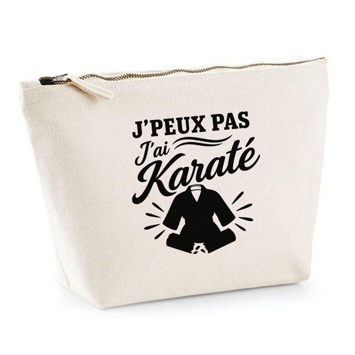 Trousse de toilette - PLANETEE - J'peux pas j’ai Karaté (minimaliste) - 100% coton - 3 L - Zip métal