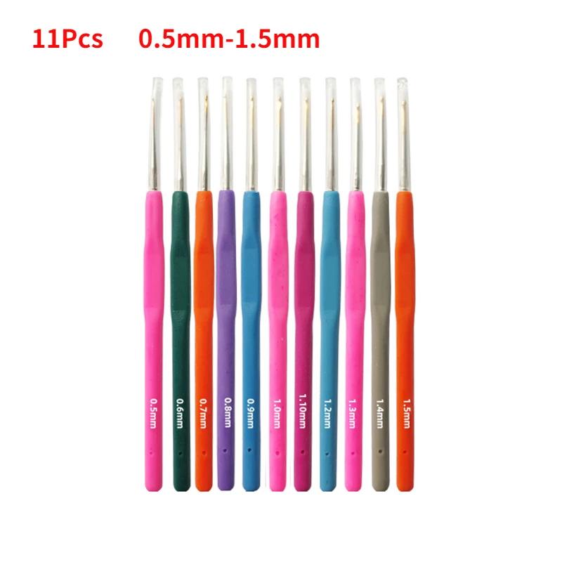 11/22Pcs Lace Crochet Needle Knitting Needles Soft Handle Crochet Hooks Fine Crochet Yarn Sweater Weave Sewing DIY Craft Tools