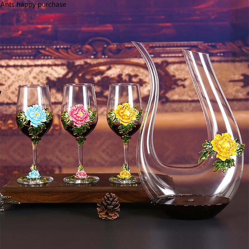 Goblet Red Wine Glass Set Crystal Glass Goblet Wine Decanter Flagon Wine Dispenser Barware Bar Sets Wine Set Exquisite Gifts