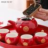 Red Ceramic Tea Set, Chinese Wedding Tea Set, Handmade Tea Pot Set, Special Customized Home Porcelain Beauty Tea Cup Set