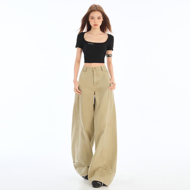 

Новые женские джинсы с высокой талией в стиле ретро с широкими штанинами - Коллекция Осень/Зима XS