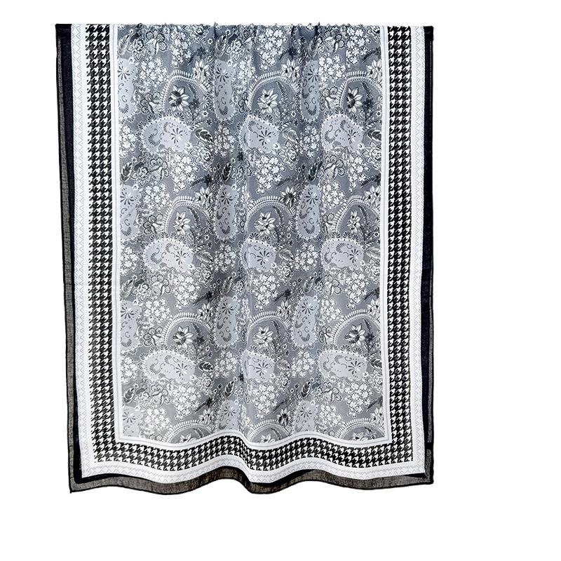 Retro Niche Daily Outer Long Towel Women's Atmosphere Floral Printing Temperament Cotton and Linen Scarf