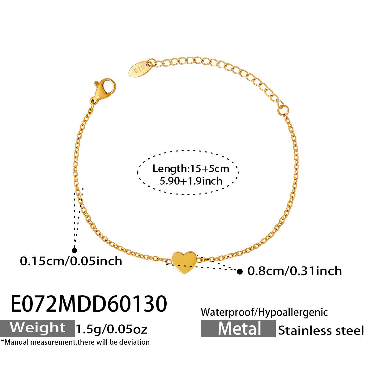 Elegant French Heart Pendant Bracelet - Stainless Steel Chain, Chic & Versatile Design