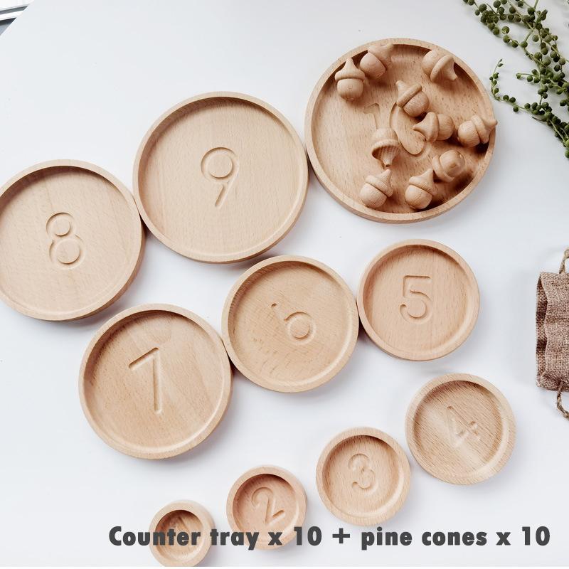 Wooden Montessori Materials Open Ended Learning Toys Number Sorter Tray Sensory Counting Tracing Board Math Beads Game For Kids