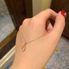 14K Gold-Plated S925 Sterling Silver Water Drop Pendant Necklace with Detachable Clavicle Chain