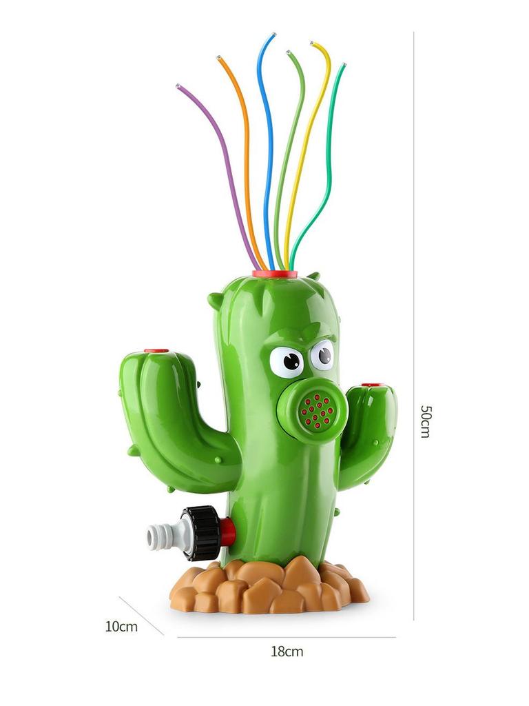 Cartoon Cactus Rotating Sprinkler: Automatic Water Play Toy for Gardens