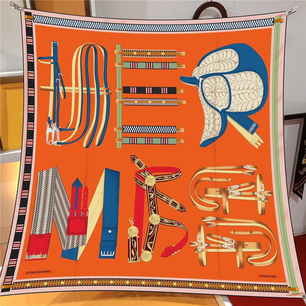 Silk Scarves Colour Horse  Silk Scarf Women Shawls Luxury Design Hijab Scarf Fashion Square Scarves Neckerchief