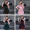Elegant Women Dress Fashion Velvet Swing Plush Party Evening Prom Skater Midi Dress