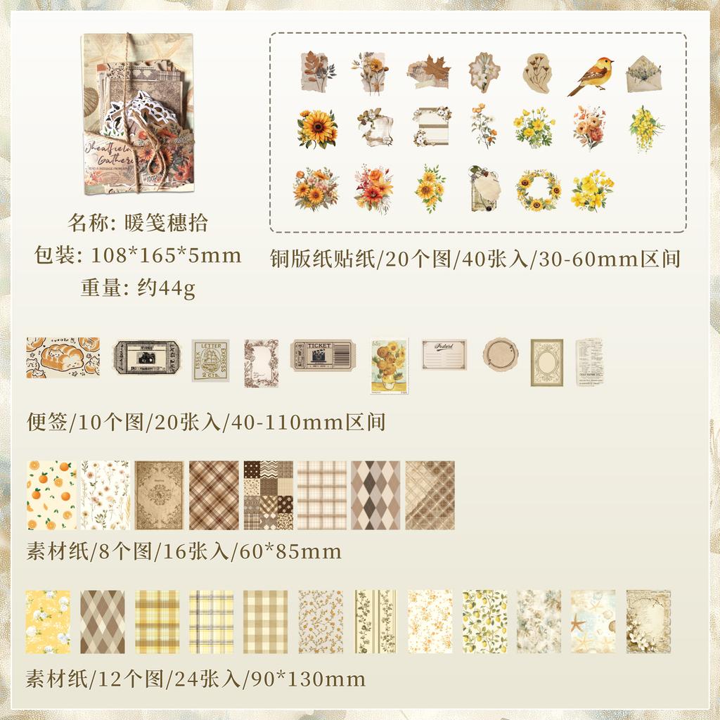 100pcs Vintage Decor Scrapbooking Materials Paper Combo Kit DIY Junk Journal Collage Photo Album Retro Background Paper