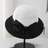 French Elegant Sunscreen Visor Summer Outing Straw Hat Foldable Sun Hat Bow Beach Bucket Hat Women