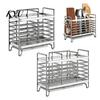 Durable Metal Drainer Stainless Steel Utensil Holder, 2/3 Compartments Drying Rack, Rust Proof Organized Kitchen Counter Sink Caddy, Chopsticks