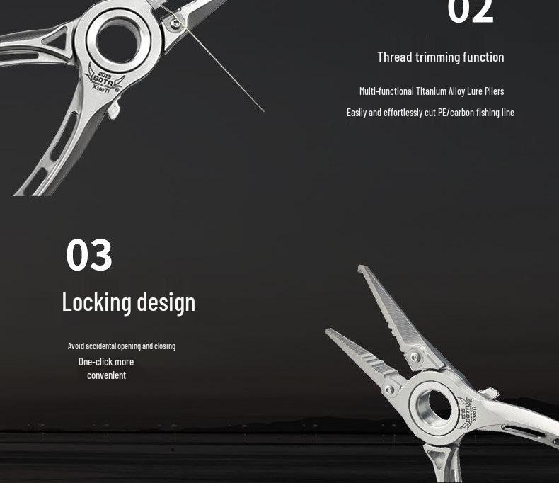 Titanium Gold Edition Multifunctional Pliers: 25 Models Pig Bait Lure, PE Line Scissors, Hook Remover, Precision Forged Split Ring Opener.