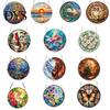Stained Glass Puzzle Round Acrylic Suncatcher Puzzle, UV Printed Window Hanging Decor Educational Game 7.48 Inch DIY Craft Light Catcher Ornament for