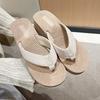 Straw travel hemp bottom slope heel slippers wear flip-flops non-slip pinch foot beach shoes