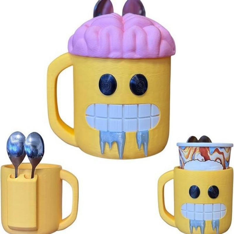 3D-печатный держатель для мороженого Череп Призрак Контейнеры Пинта с ручкой-антифризом Многоразовая Жуткая Хэллоуинская чашка для десерта