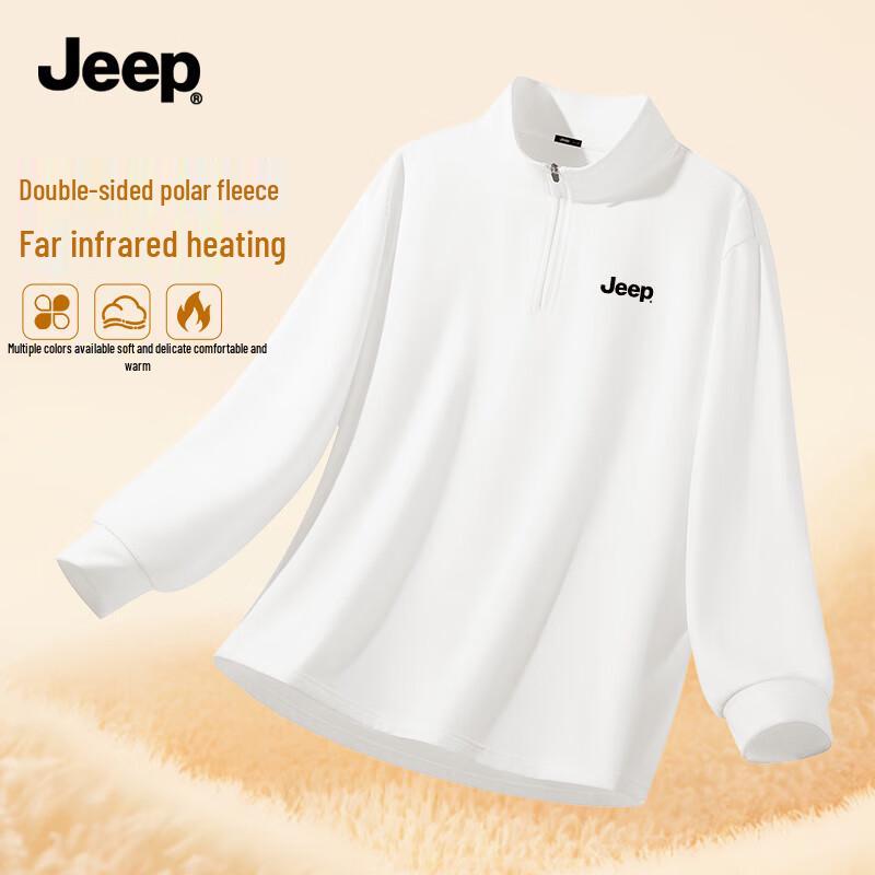 JEEP Men s 5A Antibacterial Thermal Half-Zip Stand Collar Base Layer Shirt M