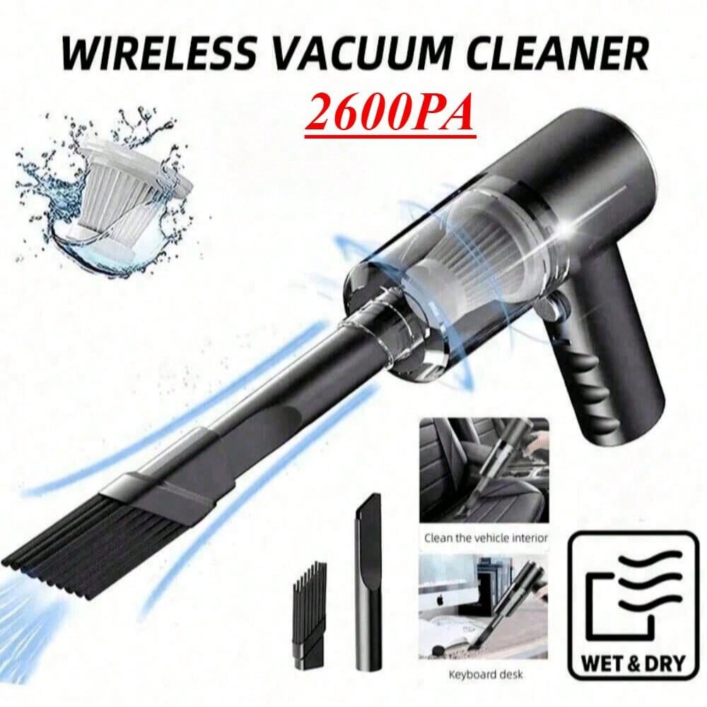 

3 in 1 Handheld Car Vacuum Cleaner, USB Rechargeable, Wet Dry Dual Use, Portable Auto Home Duster, High Power Mini Vacuum for Car Interior Cleaning чорний
