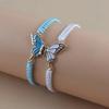 2Pcs Simple Butterfly Hand Woven Couple Bracelet For Women Men Fashionable Butterfly Bangle Versatile Woven Wristband Gifts