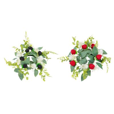 Floral Candle Ring Wreath Accessories Tea Light Holder Lightweight Ornament for Bedroom Farmhouse Wedding Kitchen Layout Props