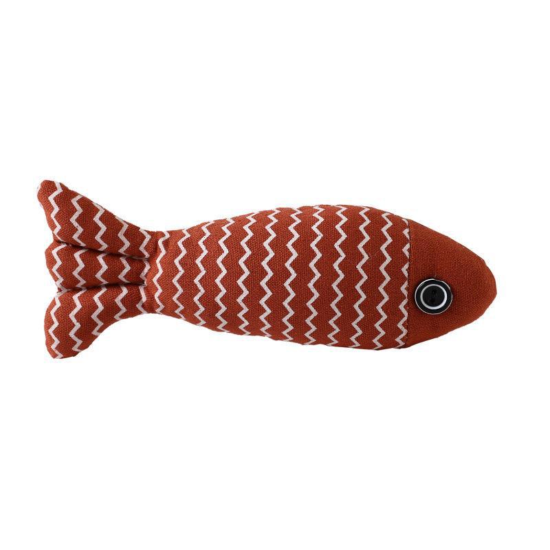 Simulated Wave Fish Toy Cat Self-hi Linen Mint Fish Throw Pillow Resistant To Biting Teeth Teasing Cat Stick Pet Supplies