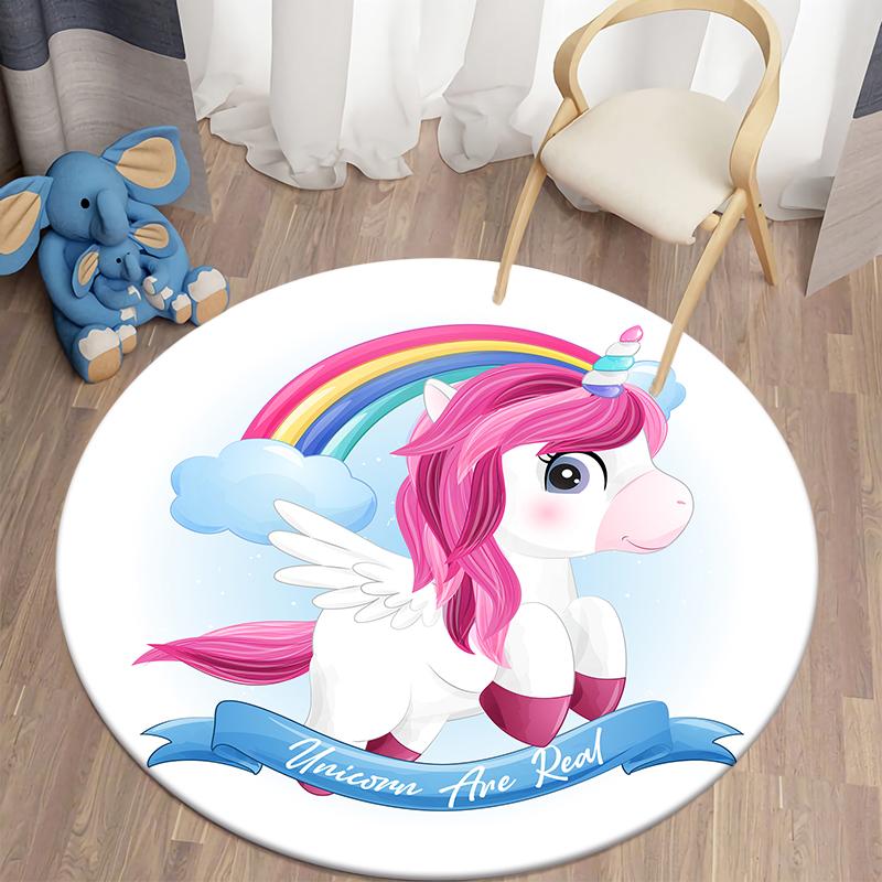 Unicorn Kids Rugs for Living Room Rugs Kids Animal Rugs Kids Games Round Rugs In Kids Room Home Decor Floor Mats