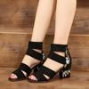 With Medium Heels Chic and Elegant Woman Shoes Zip Sandals for Women Luxury Summer Vintage Anti Slip Hot On Sale 2024 Trend