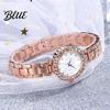 Shiny Rhinestone Dial Watch Ladies Bracelet Quartz Analog Sparkling Round