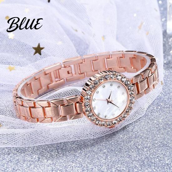 Shiny Rhinestone Dial Watch Ladies Bracelet Quartz Analog Sparkling Round