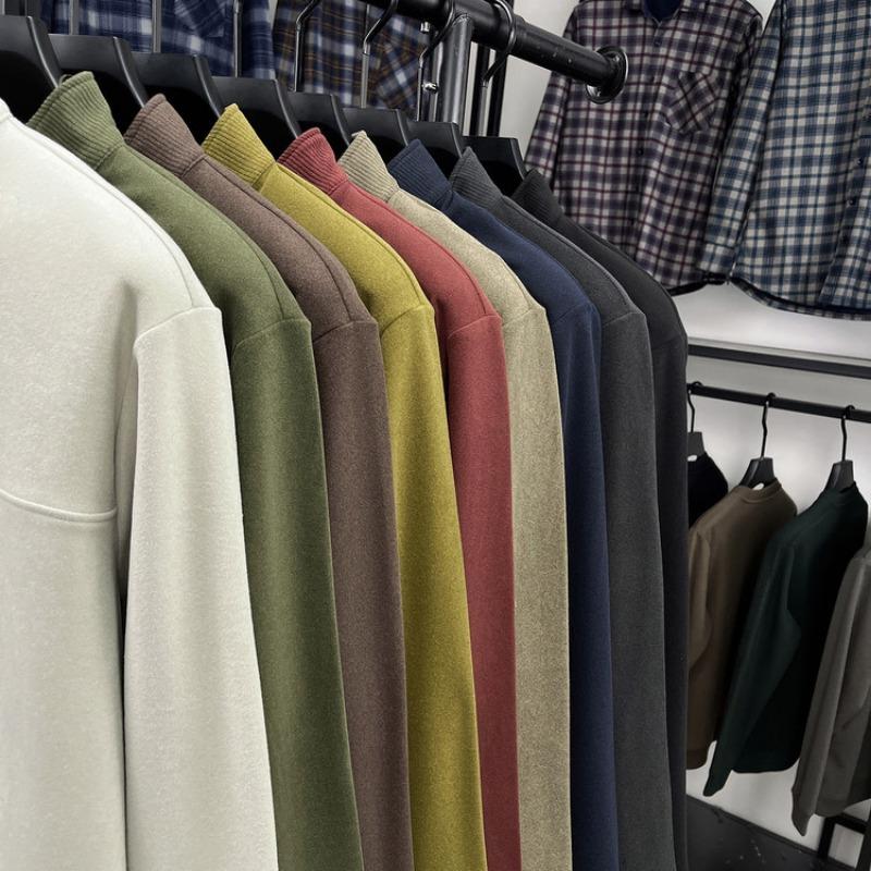 Men S Casual Thick Fleece Stand Collar Long Sleeve Pullover Sweatshirt