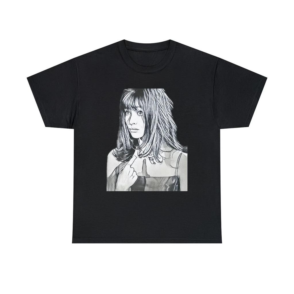 Woman Pencil Drawing Black & White Graphic Print Art Unisex Heavy Cotton T-Shirt