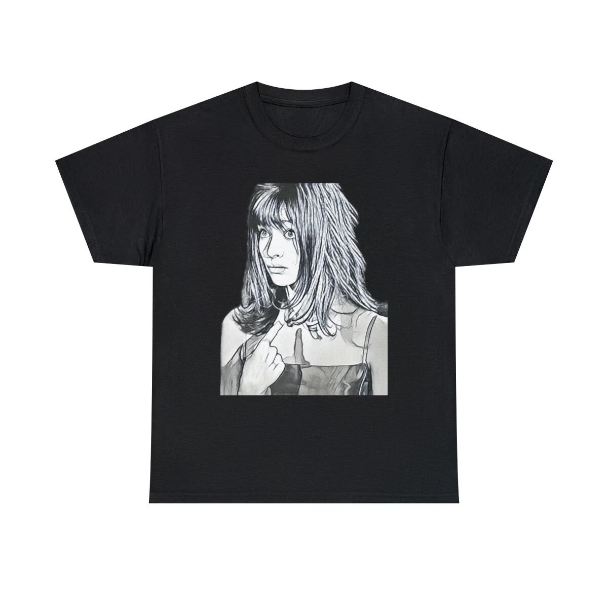 

Woman Pencil Drawing Black & White Graphic Print Art Unisex Heavy Cotton T-Shirt XL