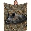 Wild Boar Animal Theme Art Blanket - Perfect Gift for Wildlife Lovers Soft Warm All-Season Throw for Sofa & TV Cozying